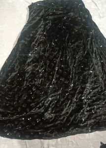 Elegant Black Velvet Blouse With Skirt