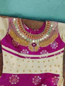 Ethnic Dress - Purple and Cream