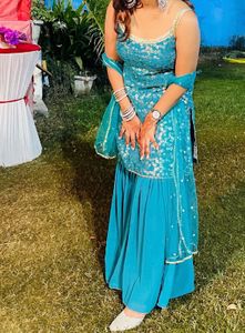 Teal Sharara Set (Size Adjustible)