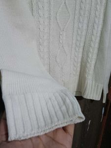 pure white Knit Turtleneck Sweater