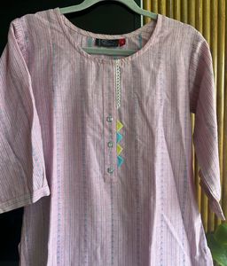 Pastel Pink Striped Kurti Set