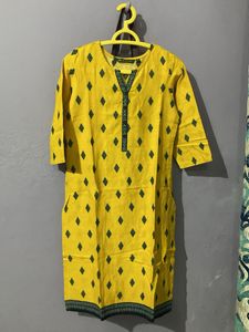 Yellow Printed Kurta