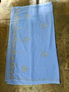 Elegant Blue Zardosi Zari Work Saree