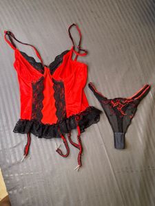 Red & Black Corset  Set😍