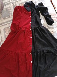 Red & Black Colorblock Dress