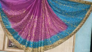 Gorgeous Pink &amp; Blue Embellished Saree