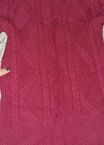 Maroon Turtleneck Knit Sweater or  highneck