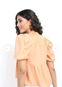 Peach Puff Sleeve Top