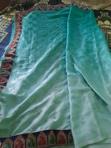Double Shaded Bluish Green Saree