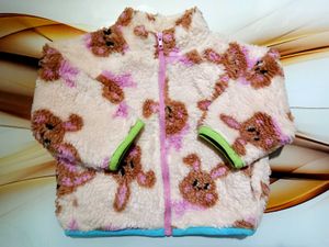 Cute Bear Print Fleece Jacket