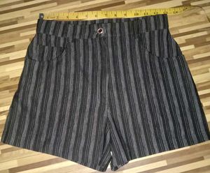 Black Stripe High Waist Shorts
