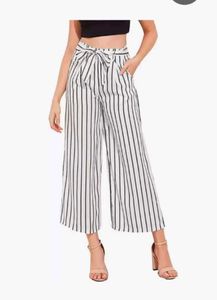 White And Black Striped Plazo Pant
