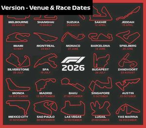 Formula 1 F1 2026 calendar 3d printed
