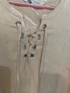 Peach Linen Sleeveless Top