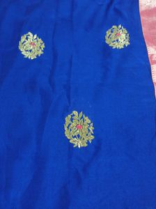 Royal Blue Banarasi Silk Saree with Golden Zari