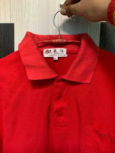 Red vintage Long Sleeve Polo Shirt