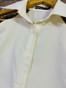 White Cutout Shirt Dress