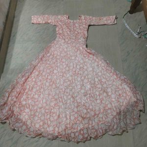 🌸 Elegant Peach Floral Anarkali Gown