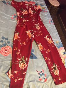 Red Floral Jumpsuit