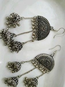 Oxidized Jhumka Earrings