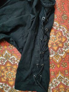 Edgy Goth Top With Tie Up Lace Detailing