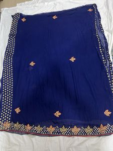 Elegant Navy Blue Saree with Embellishments