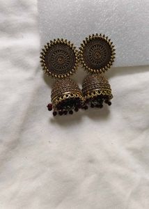 Traditional Round Jhumkas Maroon