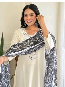 New/Unused Rayon Kurta Pant With Organza Dupatta
