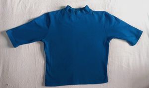 Casual Cap Sleeves Solid Women Blue Top.