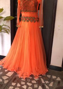 Elegant Coral Ethnic Gown