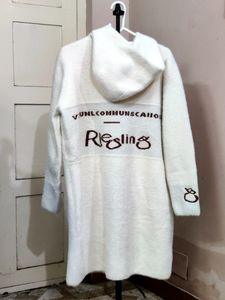 mens imported white fuzzy hooded jacket ( premium)