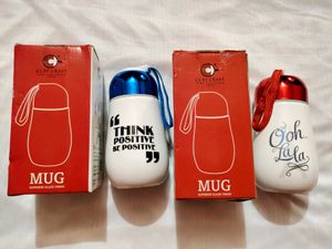 Clay Craft Milk Mug With Lid (Pack Of 2)