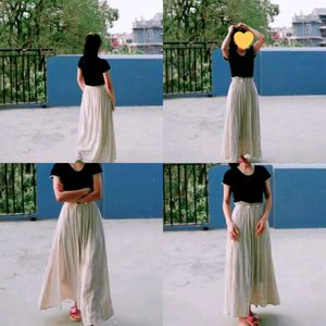 Beige Flowy Skirt