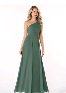 Elegant Green One-Shoulder Azazie Gown(A8)