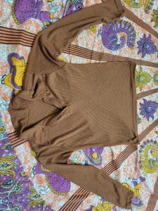 Fitted Full Sleeve Crop Top With Collar