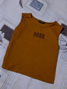 Mustard ‘GAME OVER’ Sleeveless Crop Tank Top
