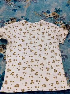 Floral Ribbed Mock Neck Tee