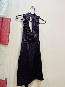 Purple Satin Ruffle Dress