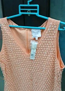 Peach Dress with Pearls