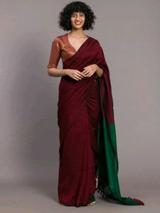 dual colour soft cotton saree