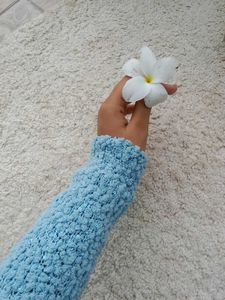 Light Blue Textured Knit Sweater
