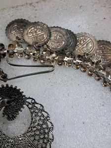 Oxidized Silver Jhumka Earrings with Kamarband