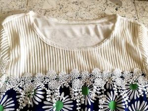 Withe Top With Flower Design