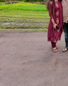 Maroon Printed Kurta Set