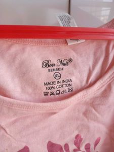 Pink Casual Hosiery T Shirt