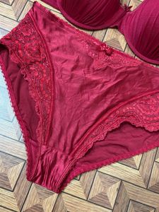 bra panty set wine colour