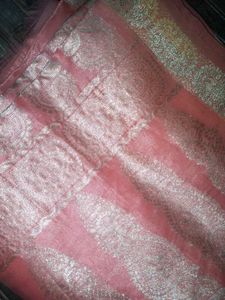 Peach Saree with Gold Detailing