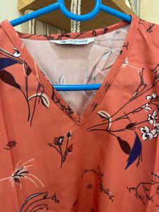 Peach-coral Coloured Tunic Top