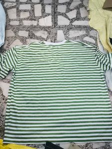 Stripped T-Shirt White &amp; Green Combination