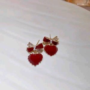 Heart &amp; Bow Dangle Earrings